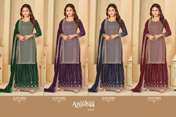 Anjubaa Vol 28 Faux Georgette Wedding Wear Sharara Suit Wholesale Price In Surat
